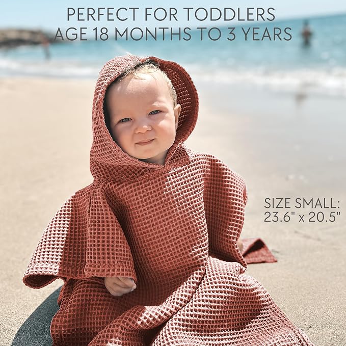 ZICOTO Soft Hooded Beach Towel for Kids - Cute Towel for Babies and Toddler Made of Waffle Cotton - Perfect Lightweight and Absorbent for Bath, Beach, Pool