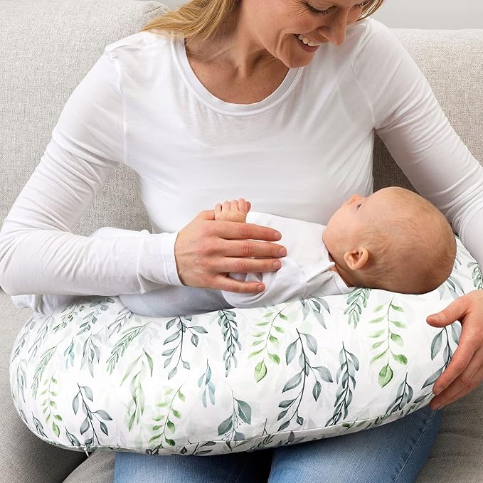 Nursing Pillow Cover Stretchy Removable Cover for Breastfeeding Pillows, Ultra Soft Comfortable Slipcover for Baby Girl and Boy, Green Leaf