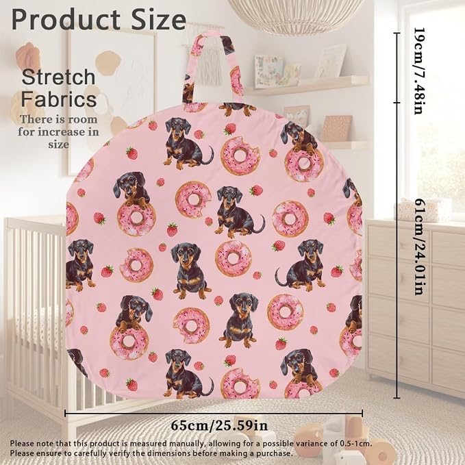 Donut Dachshund Nursing Pillow Cover Soft Breathable Feeding Pillow Slipcover for Breastfeeding Moms Fits Standard Infant Nursing Pillow for Boys and Girls Pillow Not Included