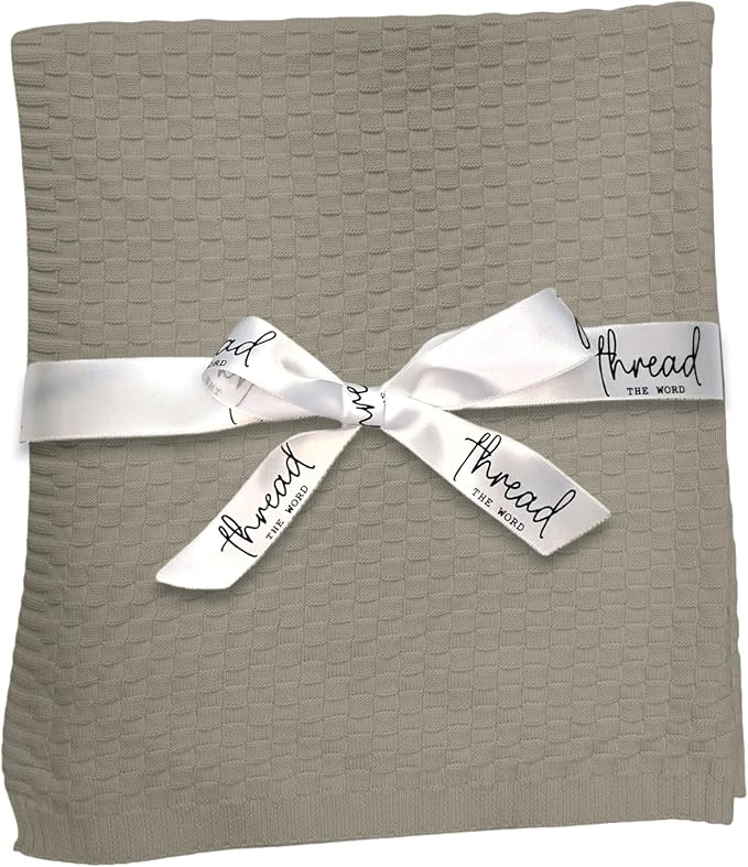 The Waffle Blanket - 100% Organic Cotton Baby Blanket, American Made, 30x40in - Bassinet, Crib, Stroller - Gift Registry Baby Shower for Newborns and Kids (Beige)