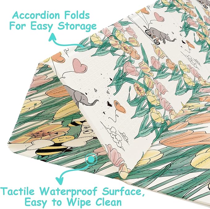 JumpOff Jo Foldable Foam Play Mat ??Large Waterproof Baby & Toddler Activity Floor Mat, Double-Sided 70 x 59 Inch Play Surface