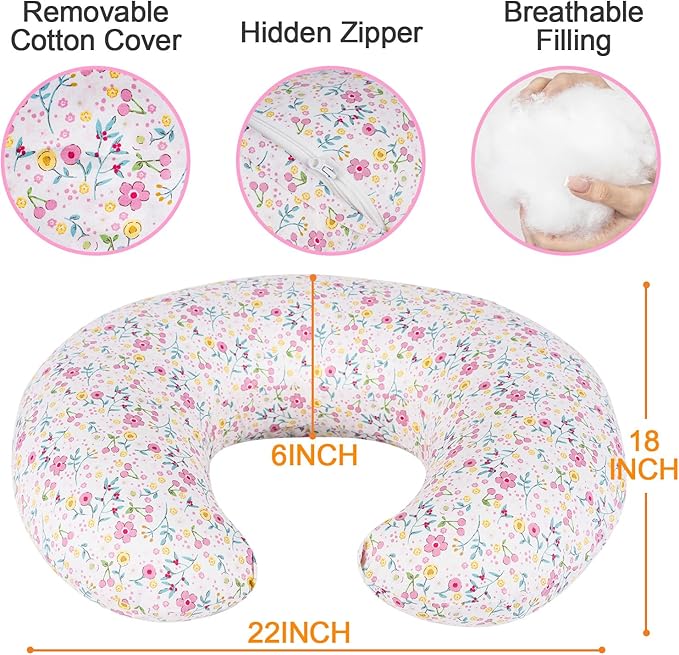 x-vesolje Baby Nursing Pillow for Breastfeeding, Adjustable Breastfeeding Pillow for Bottle Feeding, Nursing Support Pillow for Mom and Baby Healthier Nursing, Removable Cover- Blooming Daisy