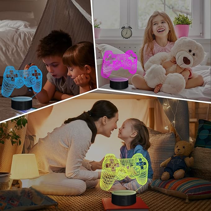 Lampeez 3D Gamepad Lamp Game Console Night Light 3D Illusion lamp for Kids, 16 Colors Changing with Remote, Gaming Room Gamer Gift, Kids Bedroom Decor as Xmas Holiday Birthday Gifts for Boys Girls