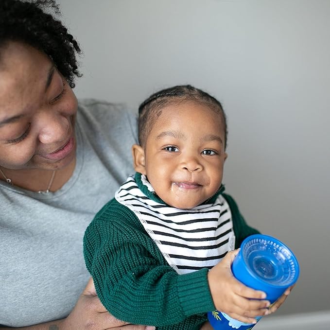 Dr. Brown's Milestones Cheers 360 Spoutless Transition Cup, Travel Friendly and Leak Free Sippy for Babies and Toddlers, Blue Animals, BPA-Free, 10 oz/300 mL, 9m+, 1-Pack