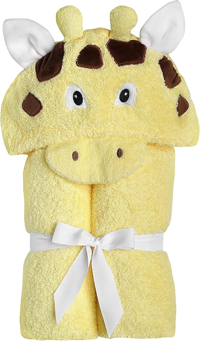 Hooded Baby Towel for Kids 2-8 | Large 100% Cotton Baby Towel for Girls or Boys | Unisex Cute Giraffe Bath Towels for Babies and Toddlers in Yellow