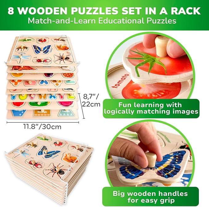 QUOKKA Wooden Puzzles for Toddlers 1-3 Ages