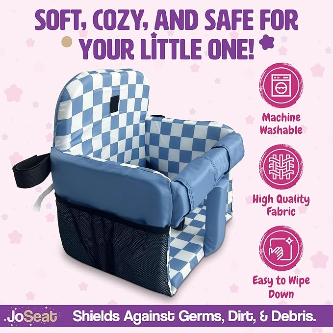 Shopping Cart Seat Cover for Baby, High Chair & Grocery Seat Protector, Padded Chair Covers for Restaurant Seats, Unisex Machine Washable Grocery Cart Liner & Swing Insert ??Blue Checkered