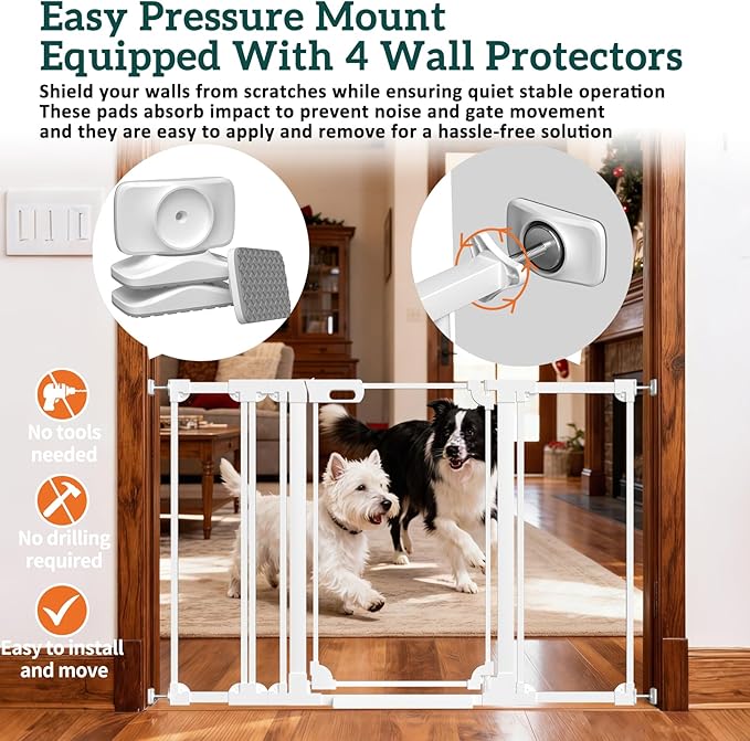 30.7" Tall Clear Acrylic Baby Gate 48.4"-57.0" Wide Pressure Mounted Clear Dog Gate Indoor - No Drill Auto Close, Walk Through Baby Gates for Stair & Doorways & Hallway