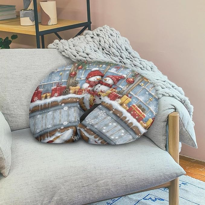 Christmas Snowmen Nursing Pillow Cover Durable Breathable Breastfeeding Pillow Replacement Slipcover with Hidden Zipper for Home Living Room Decor