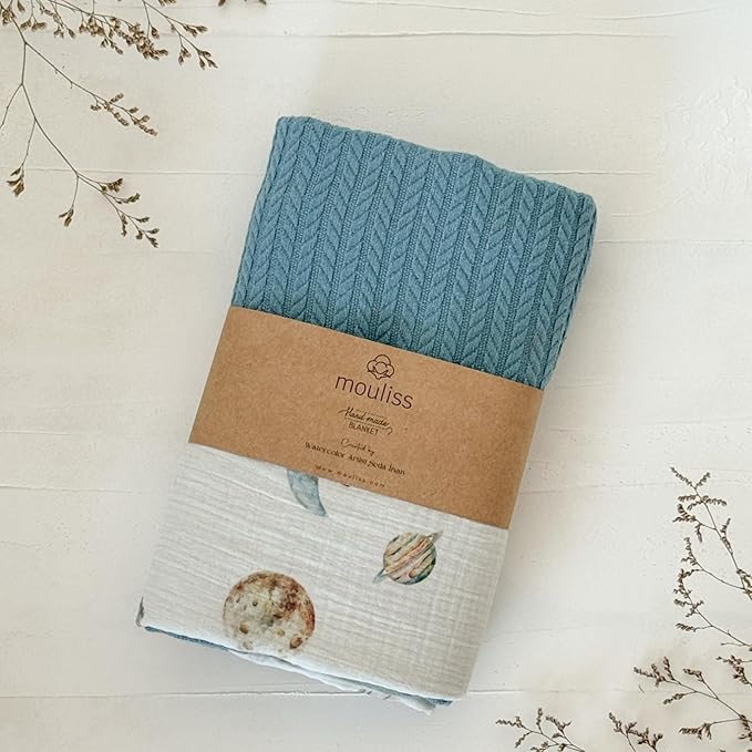Mouliss Personalized Baby Blanket with Name ??Handmade 100% Organic Cotton Newborn Gift | Custom Knit Blanket for Boys, Girls, Kids & Baby Showers