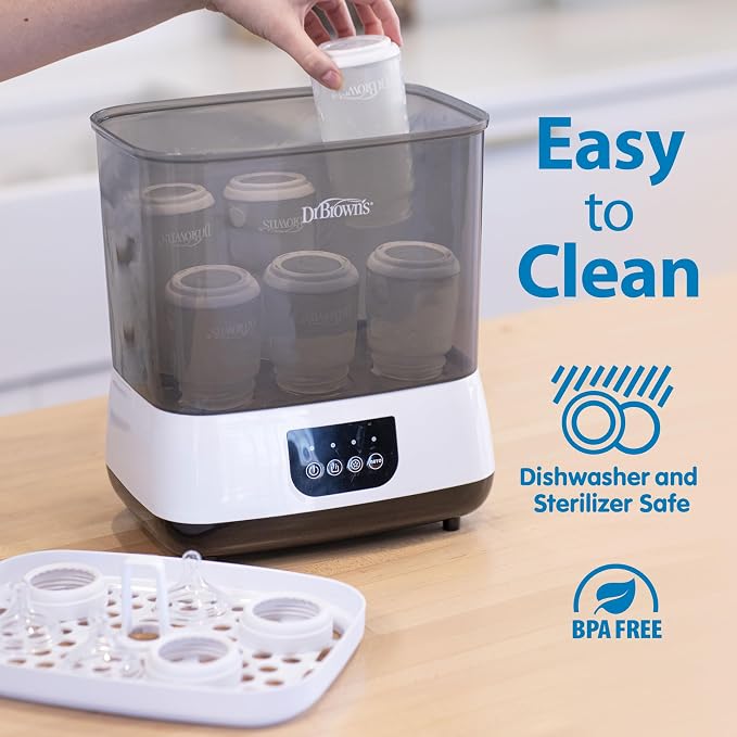 Dr. Brown's Silicone Baby Bottle with Collapsible Insert Designed to Reduce Colic, 5 oz with Wide-Neck Level 1 Slow Flow Nipple, BPA-Free, 0m+, Green, 4-Pack