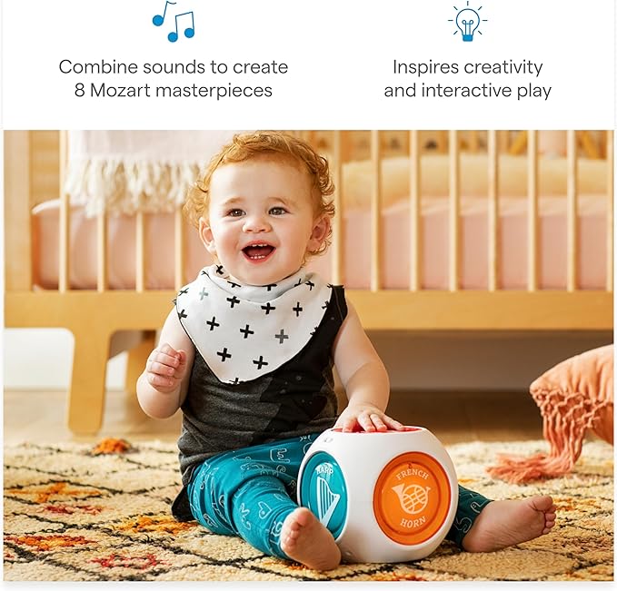 Munchkin Mozart Magic Cube Music Toy for Baby and Toddler - Includes 5 Instrument Sounds, 8 Mozart Songs and Lights