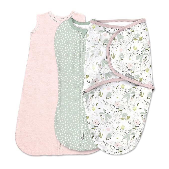 SwaddleMe by Ingenuity Comfort Pack Baby Swaddle Set, Size 0-3 Months, 5-14 Pounds, SwaddleMe Pod, Original Swaddle, Night Sack, 3pk - Peekaboo Panda