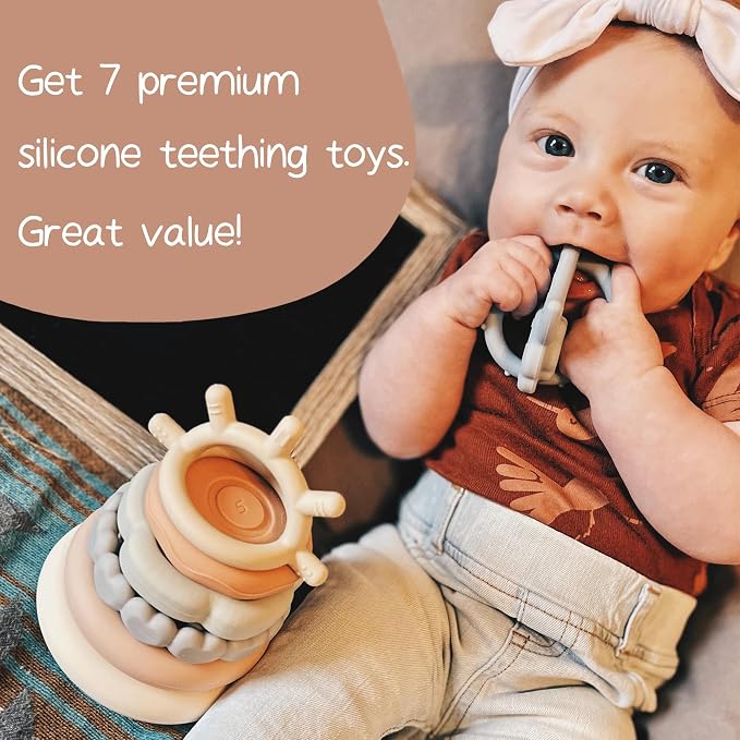 Moonkie Stacking Baby Toy, Eductional Soft Teething Toy with 7 Piece