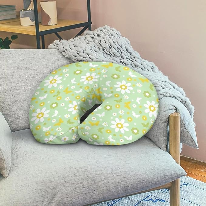 Butterfly Daisy Flower Breast Feeding Pillow Covers Soft Skin-Friendly Nursing Pillow Support Cover with Hidden Zipper for Boys Girls Baby Gift
