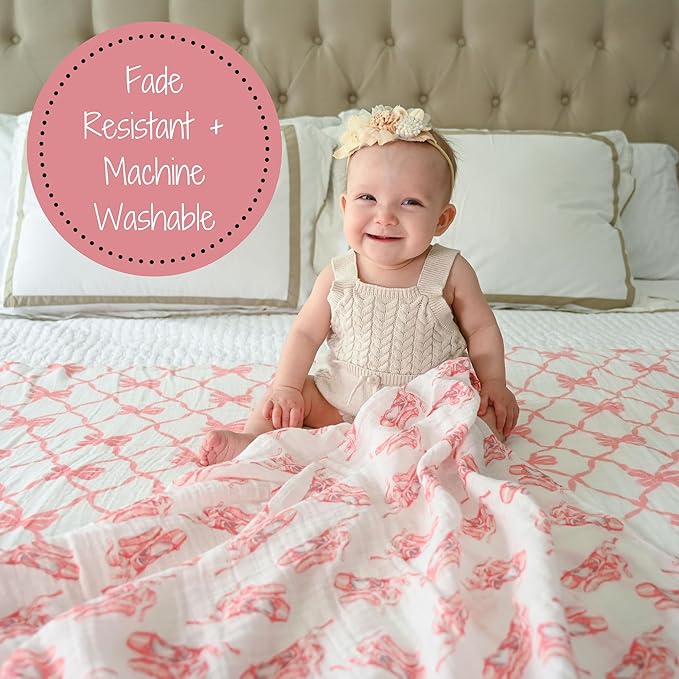 LollyBanks Baby Blanket, 100% Cotton Muslin Swaddle Blankets for Girls, Large 47 x 47 Inches Newborn Blanket, Soft and Breathable Swaddle Blanket, Baby Essentials, Registry (for Pink Lovers 2 Pack)