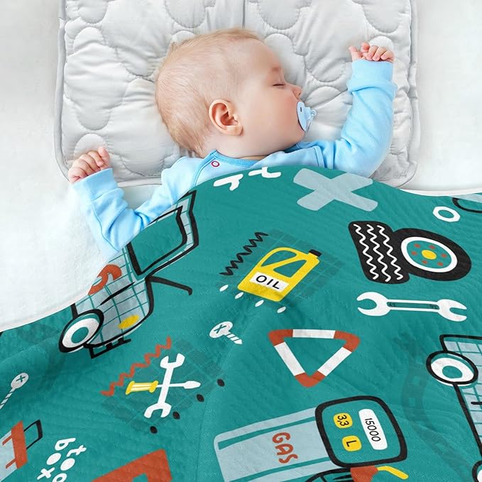 Ollabaky Car Mechanic Equipment Tools Baby Blanket for Boys Girls Cotton Throw Blanket Swaddle Blanket for Nursery Crib Stroller Receiving Blanket Infant Toddler Unisex 30"x40"