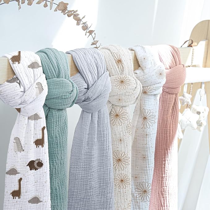 lulumoon Baby Muslin Swaddle Blankets: Soft Receiving Blanket for Newborn - Cotton Swaddling Blanket for Neutral 3Pack