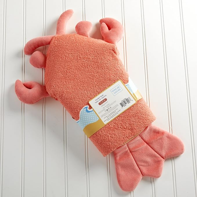 Baby Aspen Baby Boys Lobster Laughs (Updated Gift Packaging) Hooded Towel, Orange, 1 Count US