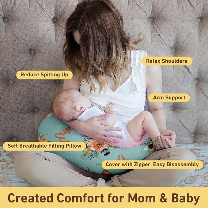 Dyoart Baby Nursing Pillow Cover,Personalized Soft Nursing Covers,Custom Name Breastfeeding Pillow Slipcover for Bottle Feeding,Gifts for Toddler Infant Boys Girls(one Size)