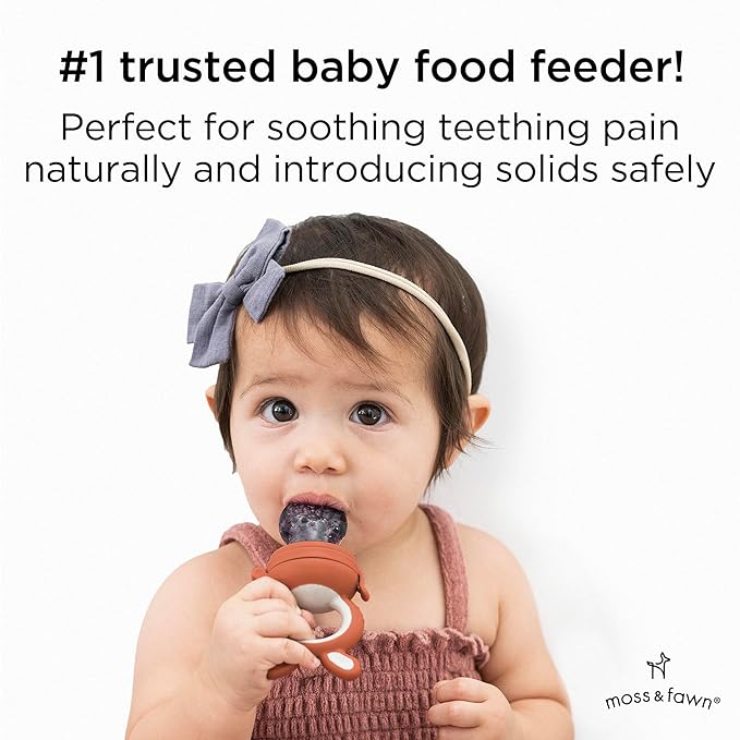 Moss and Fawn Forage Feeder - Baby Fruit Feeder, Frozen Breast Milk Popsicle Teether & Pacifier - BPA, PVC & Phthalate-Free - Terracotta