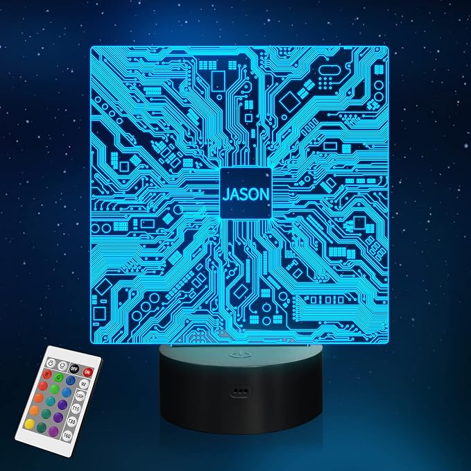 YuanDian Personalized Geeky Gifts, Computer Geekery PCB Lamp 16 Colors Changing Touch & Remote Control Night Light for Men Boys Women IT Tech Support Nerds Geek Lovers