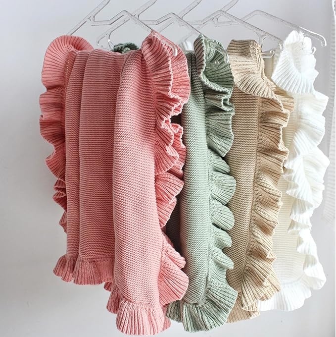 Knit Baby Blanket - 30"x40" Newborn Swaddle Blanket - Soft Knitted Baby Gifts for Baby Shower (Pink)