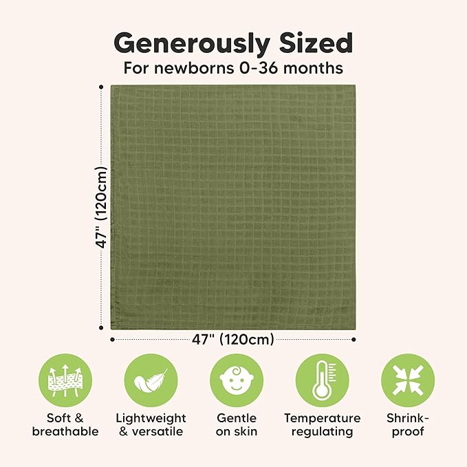4-Pack Muslin Swaddle Blankets for Boys, Girls - Organic Baby Swaddles for Newborns, Soft & Breathable Receiving Baby Blankets for Girl, Boy, Neutral, Newborn Essentials Gift (Corals)