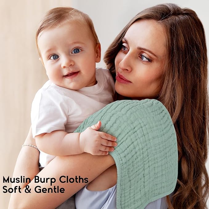 Unnivoll Muslin Burp Cloths for Baby 100% Cotton Burping Cloths for Boys Girls Large 20"X10" Extra Soft and Absorbent 5 Pack - Multicolor