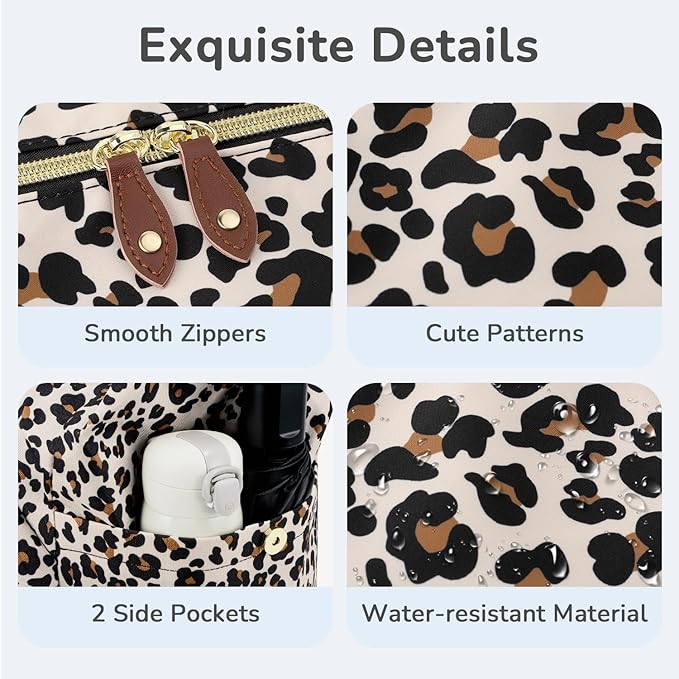 Tenot Diaper Bag Tote with Pacifier Case, Baby Bag for Women with Shoulder Straps, Travel Diaper Tote for for Mom and Dad Medium Size, Leopard Print