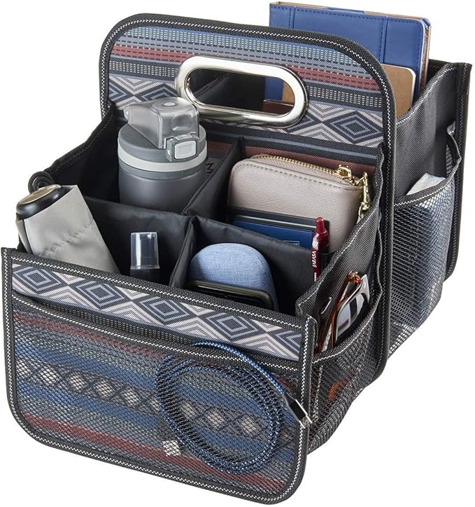 High Road Car Organizer with Cup Holder Dividers - Front Seat Organizer for Drivers or Middle Seat Car Organizer for Kids - Portable Car Caddy with Easy Carry Handle