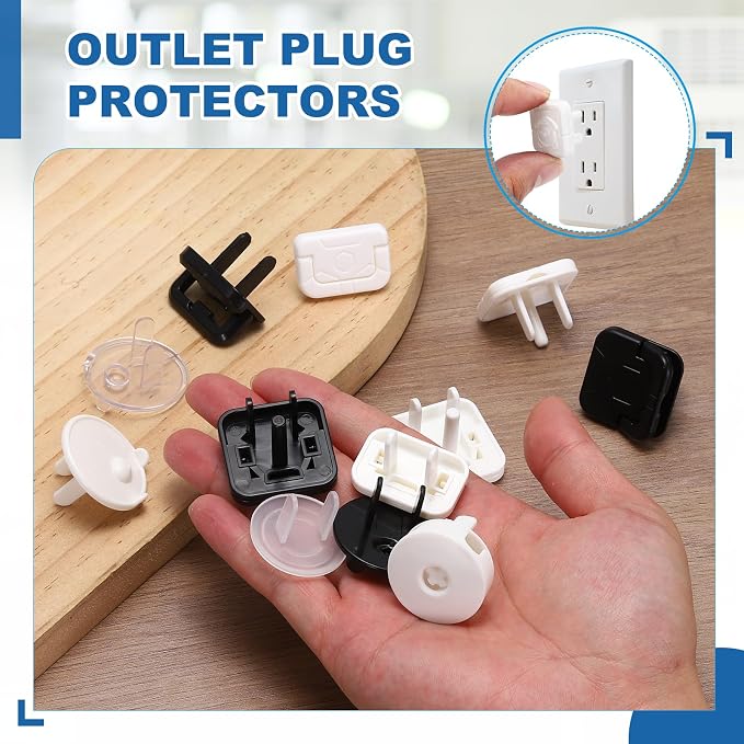 MECCANIXITY 50 Pack Outlet Covers Proofing, Electrical Safety Plug Covers Outlets Socket Proof Caps Easy Install Plug Power Sockets Protectors for 3-Prong Power Wall Plate, Square Cute White