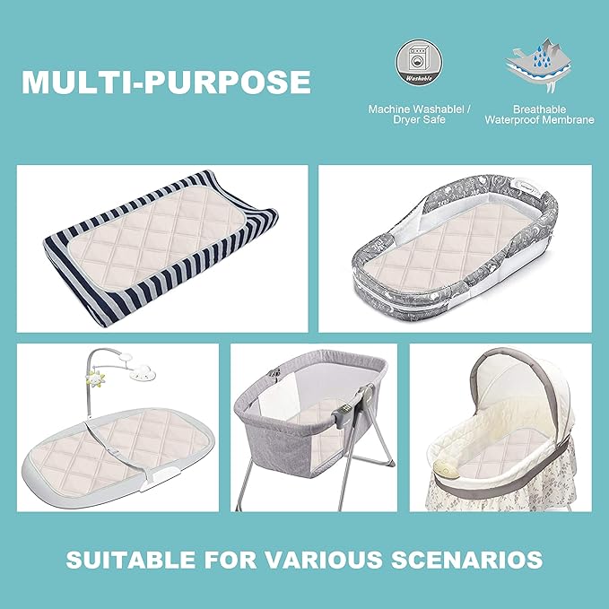 Sunny zzzZZ 6 Pack Baby Waterproof Changing Pad Liners - Quilted Thicker Ultra Soft Changing Table Cover Liners - Durable & Easy to Clean - Pink - 23" x 11"