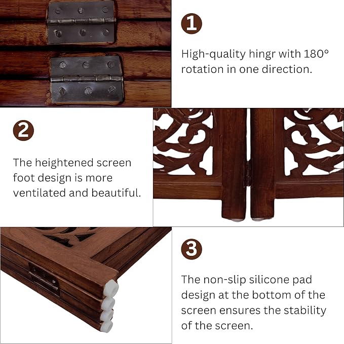 Lightnpro 4 Panel Wooden Dog Gate - 72 Inch Extra-Wide Freestanding Pet Fence - Foldable Indoor Safety Barrier for Small Dogs for Stairs, Doorways & Hallways – Natural Burnt (24x18 Inch Panels)