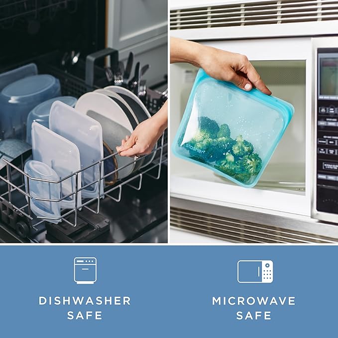 Stasher Silicone Reusable Storage Bag, 8-Cup Bowl, Reusable Freezer Bags, Microwave, Dishwasher, Oven Safe, Sous Vide, Premium Lunch Container, Eco Friendly, Food-safe Silicone Snack Bag, 64 oz, Clear | Reusable Food Bag