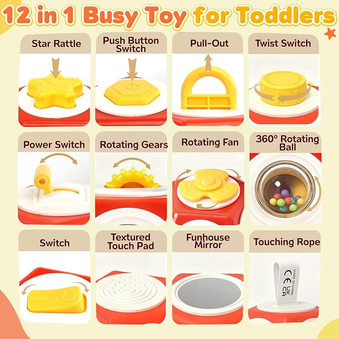 Chilvil Busy Cube Busy Board for 1 Year Old, Montessori Sensory Toys Airplane Car Travel Activities for 12-18 Month Boy Girl Gifts Valentine Day's Gifts for Baby Toddler Easter Basket Stuffer Gift