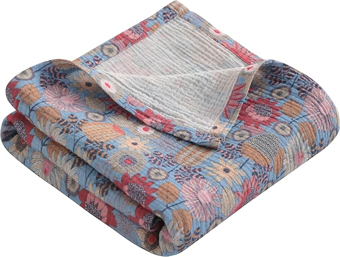 NTBAY Muslin Baby Swaddle Blanket, 2-Layer, 42x60 Lightweight Receiving Blanket for Newborns and Infants, Crib Stroller Nursery Use, Boho Flower