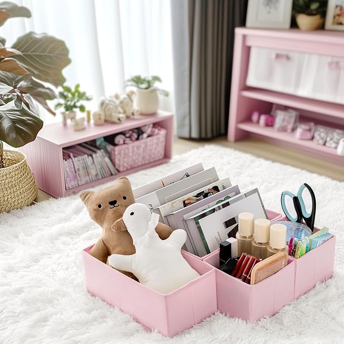 Criusia Drawer Organizer Clothes, 21 Pack Dresser Organizer for Baby Clothes, Underwear, Sock - Foldable Closet Organization and Storage Dividers Bins for Nursery, Bedroom (Pink)