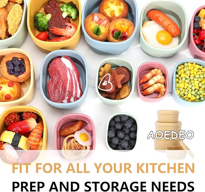 4 Pcs Silicone Food Storage Containers with Lids，BPA Free Reusable Silicone Storage Containers for Food Freezer Containers Freezer Dishwasher Safe (33.8oz, 20oz, 10oz, 6.7oz)
