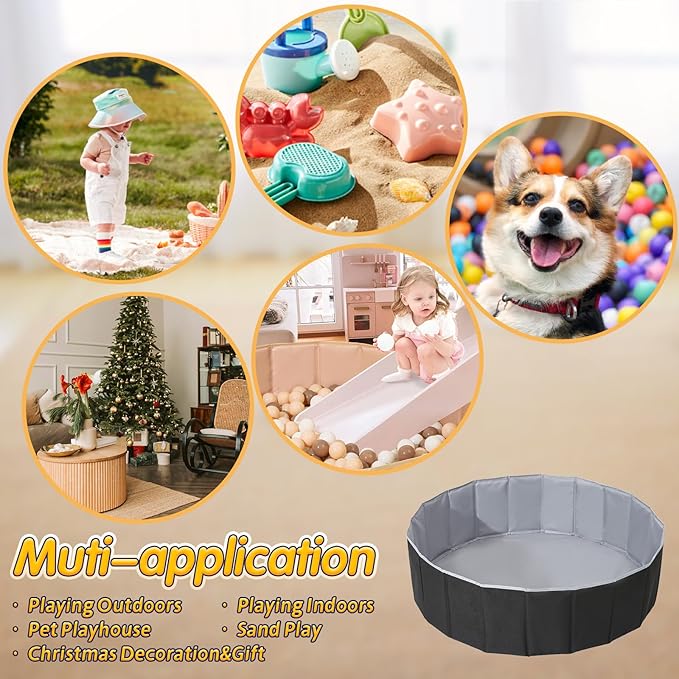 Ball Pit for Toddlers Babies Dogs Cats Iinfant Children, Foldable Ball Pits Play Tent, Crawl Playpen Ball Pool with Storage Bag, Surprise for Boys Girls Festival (Balls Not Included), Black