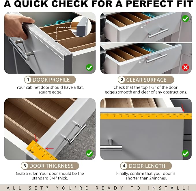 4pcs Cabinet Door Protector, Plastic Edge Protector Trash Drawer Protector Edge Guard, Slip on Protectors for Cabinets– 3/4" Thick, 24" Length, Prevent Wear, Chipping, Discoloration