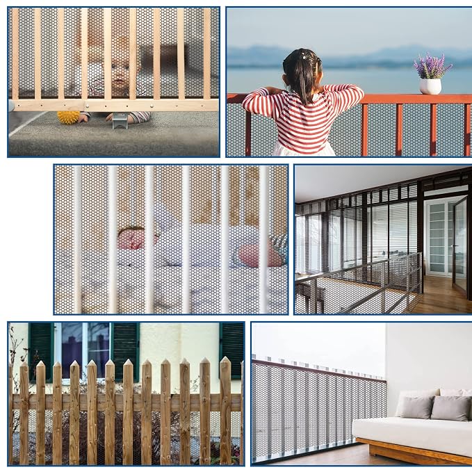 Banister Guard 6.6ft x 2.6ft Child Safety Net Balcony Stair Railing Proof Mesh for Kids, Toys, Pets, Brown