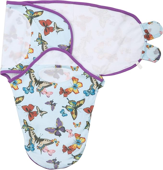 LollyBanks Baby Swaddles, 100% Cotton Baby Girls Sleep Swaddle, 0-3 Months Swaddle Sack for Girls with Easy Change Zipper, Newborn Sleep Swaddles Nursery Swaddling Blankets (Butterfly Print)