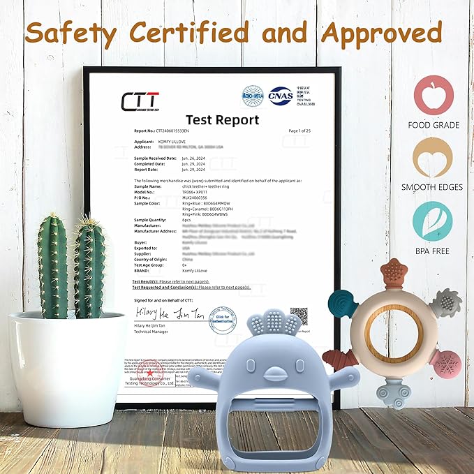 Baby Teething Toys by Komfy LilLove, No Drop Teether and Ring Teether for Baby Teething Relief, Non-Toxic Infant Toys 0-6 6-12 Months, CPC Certified Teething Mitten, Baby teether Toys ??2 Pack