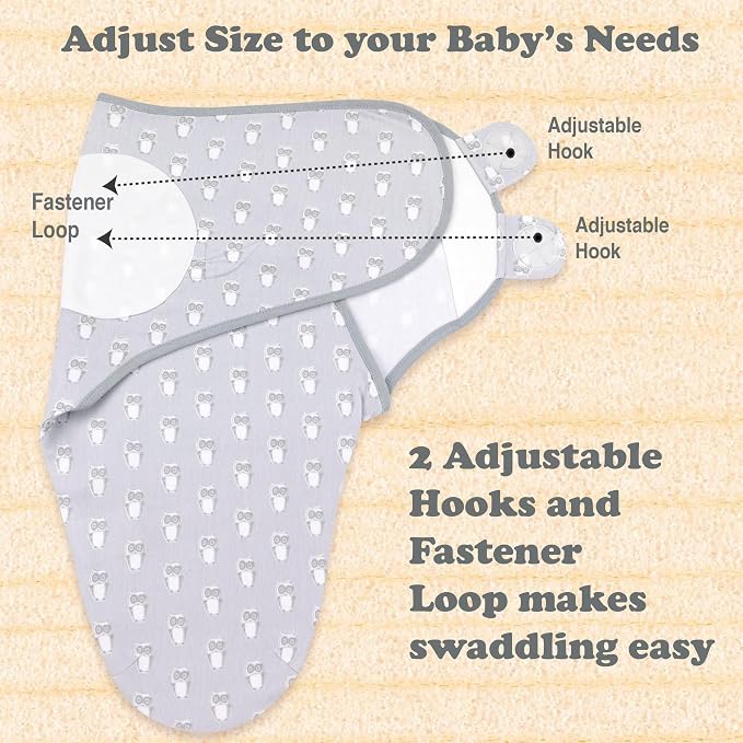 Swaddles for Newborns – 3-Pack Infant Swaddles 0-3 Months – Adjustable Newborn Swaddle Sleep Sack – Soft Organic Cotton Baby Wrap for Safe & Cozy Sleep