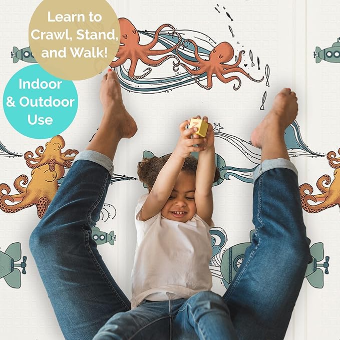 JumpOff Jo Foldable Foam Play Mat ??Large Waterproof Baby & Toddler Activity Floor Mat, Double-Sided 70 x 59 Inch Play Surface