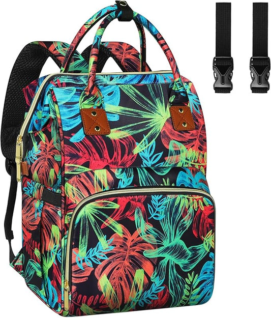 Diaper Bag Backpack Multi-Function Baby Bag With Large Capacity and Insulated Pockets Diaper Backpack Organizer Bag for Mom/Dad, Leaf