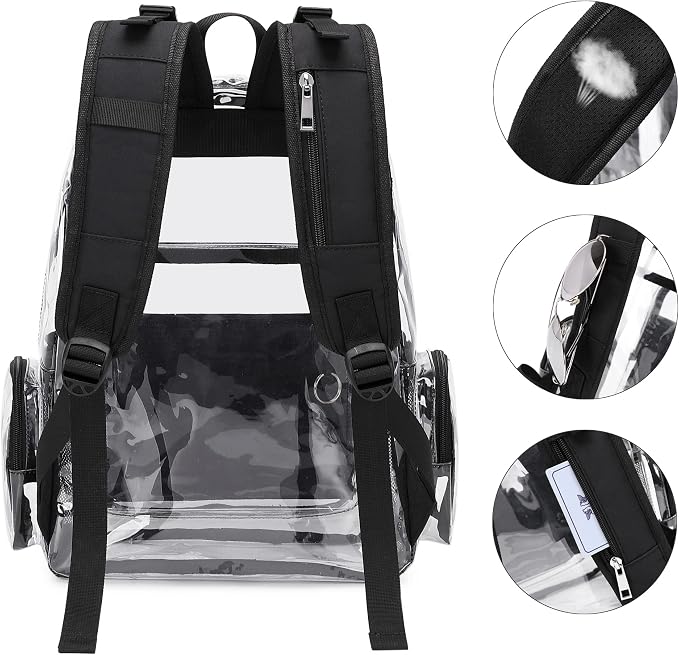 Clear Diaper Bag Backpack for Baby Girls Boys, Mom Nappy Bags for Women (Black)