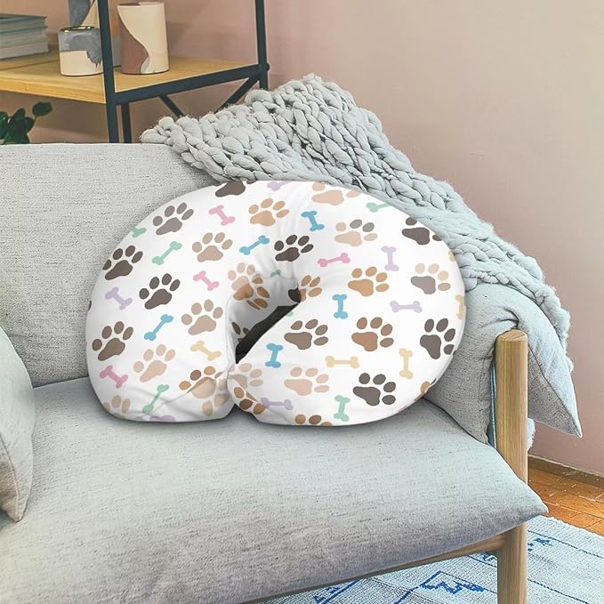 Dog Paw Nursing Pillow Support Cover with Hidden Zipper Ultra Soft Comfortable Breastfeeding and Bottle Feeding Nursing Pillowcase for Baby Boys & Girls, Machine Washable
