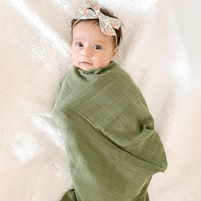 LifeTree Muslin Swaddle Blankets Neutral, Baby Waffle Swaddling Wrap Nursery Blanket for Boys Girls Newborn, 70% Viscose from Bamboo and 30% Cotton